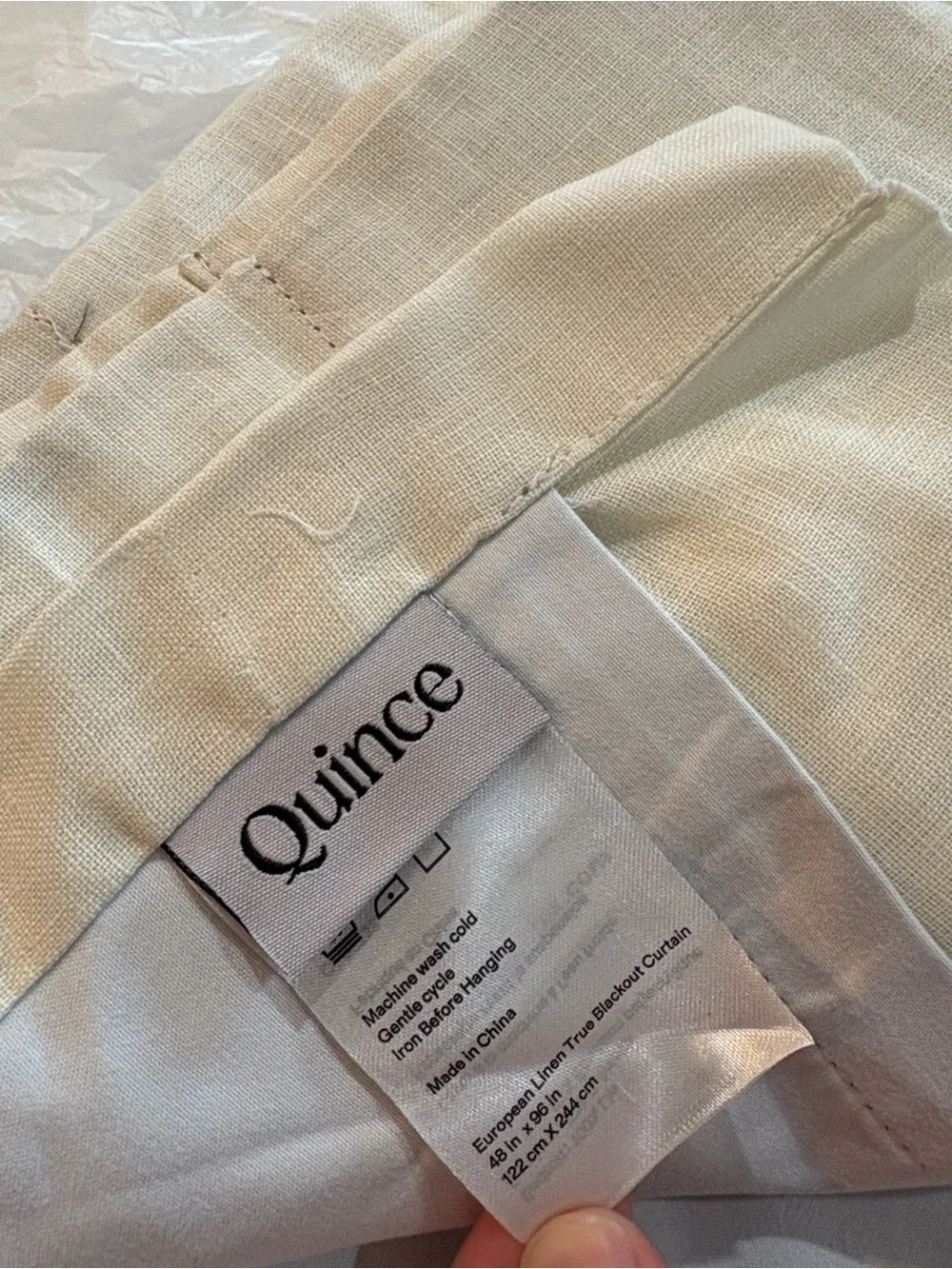 European Luxe Linen True Blackout Curtain Panel in Ivory 48x96 (one panel)